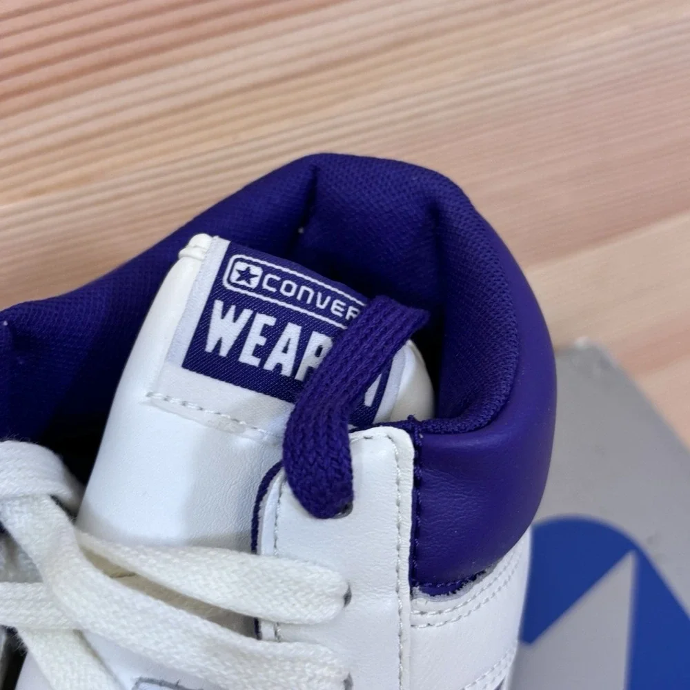 Converse Mens Weapon Mid  Mens Size 8 Vintage White Court Purple A11211C